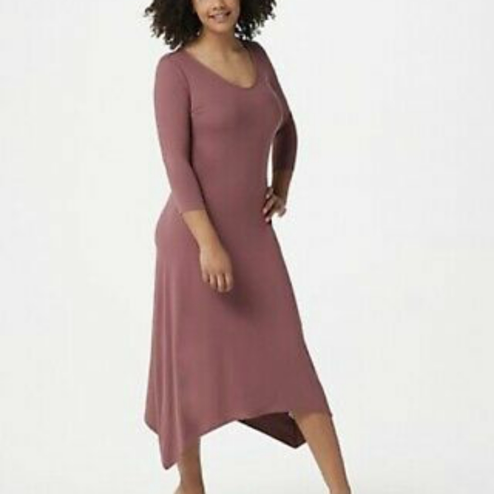 G.I.L.I  peache knit v neck midi dress WILD GINGER - Picture 1 of 2